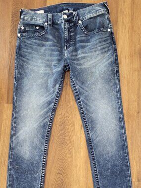 True Religion Rocco Relaxed Skinny Jeans Mens 33 Heavy Wash Stretch Denim